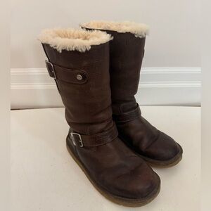 Ugg Kensington Brown Leather Sheepskin Boots, 6